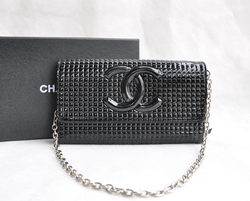 Replica Chanel 20323 Grid pattern CC Logo Black Wallet